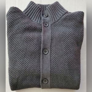 Banana‎ Republic Men's Grey Mock Collar Cardigan Knit Sweater Size XL